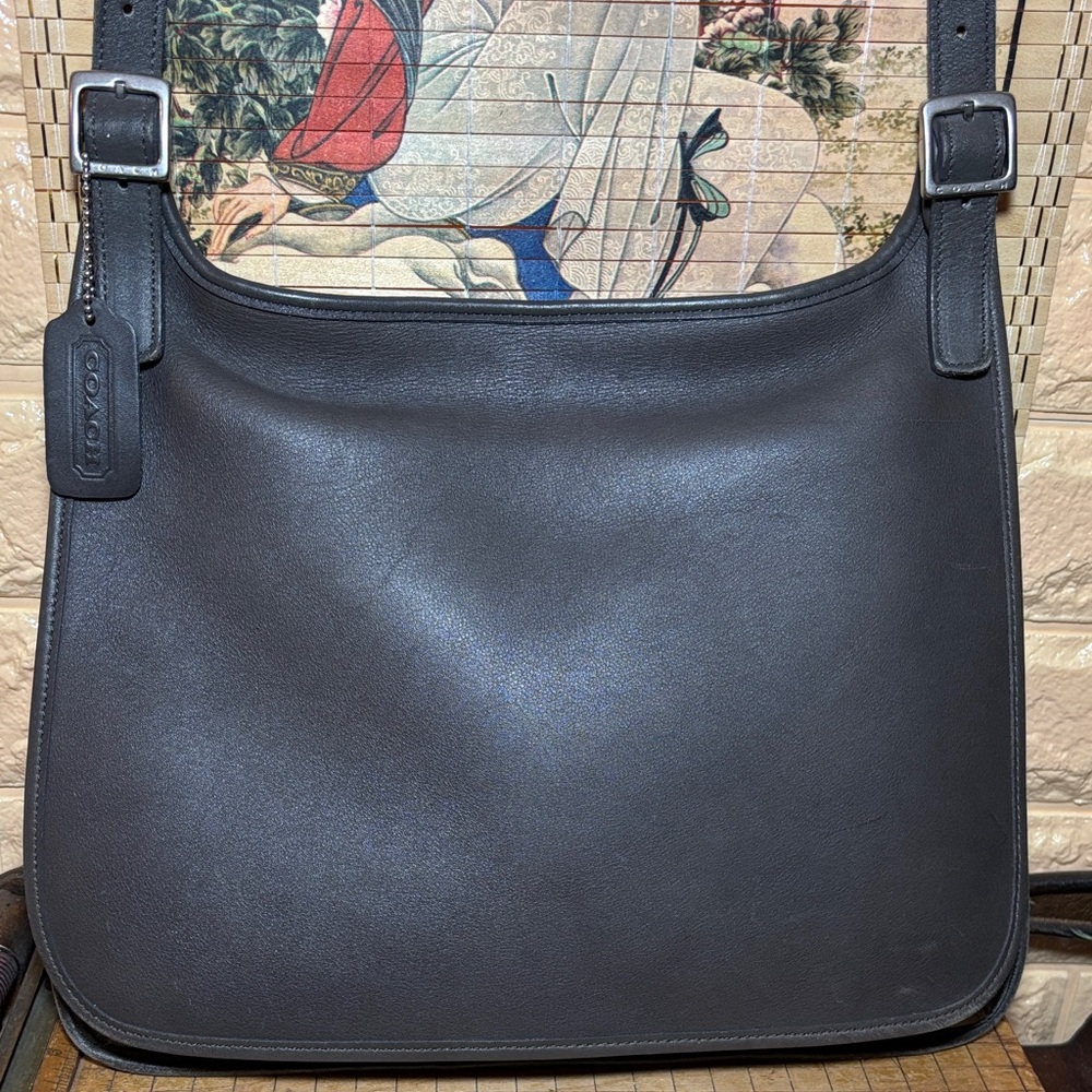 Coach Hippie Flap 9134 Vintage Grey Leather Shoulder Bag Crossbody Adj. Strap - Picture 4 of 17